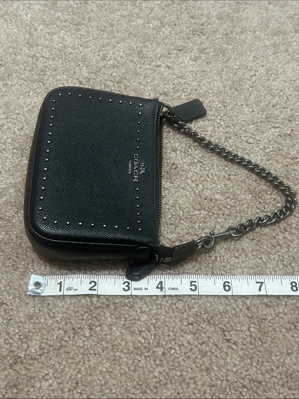 Coach Black Mini/Micro Studded Leather Wristlet - Picture 8 of 9
